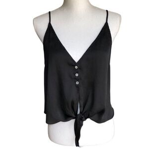 Free People Intimately Free Black Button-Down Tie Front Cami Top Medium